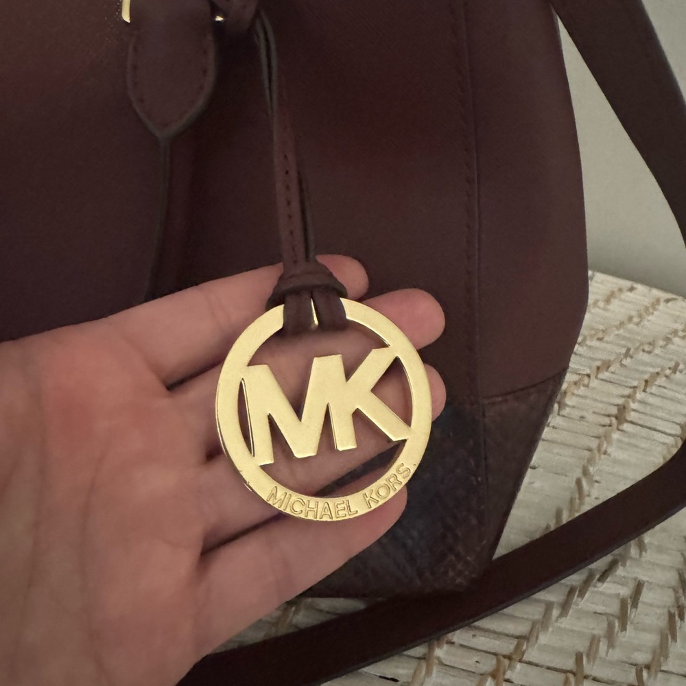 Michael Kors Sutton Maroon Leather Python Detail … - image 7